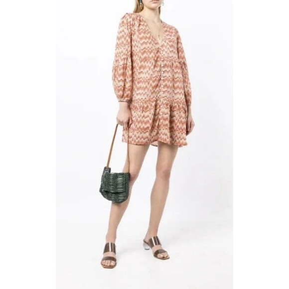 NWT Faithfull the Brand Pauletta Mini Dress Vadelia Print Size 4 Small Boho - Picture 1 of 10